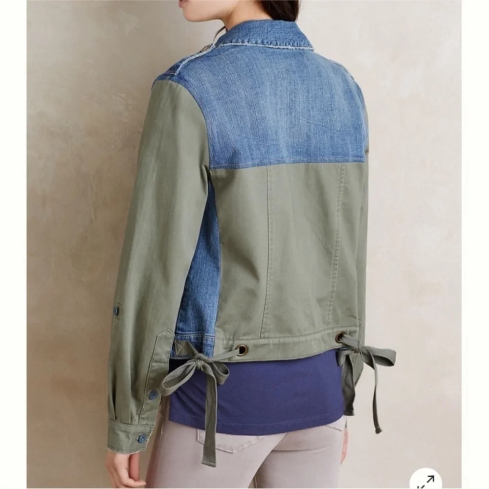 Anthropologie Pilcro Denim Military Jean Jacket Sz Small‎ Utility Green